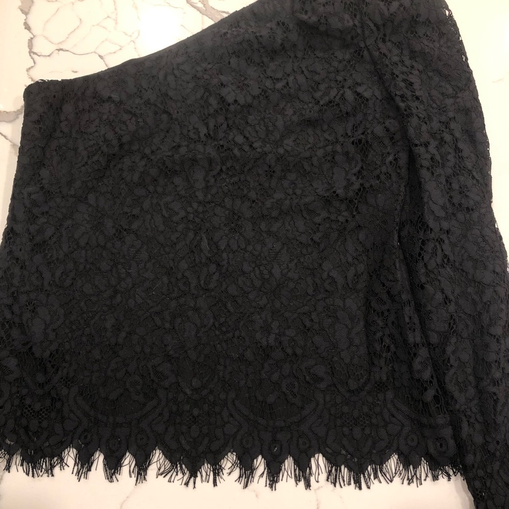 One shoulder black lace top